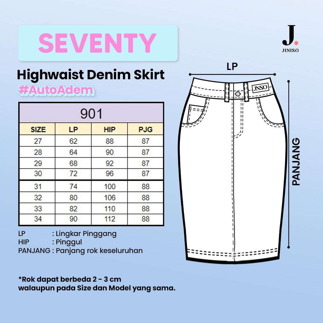 JINISO - Highwaist Rok Slit Jeans Panjang 901 SEVENTY