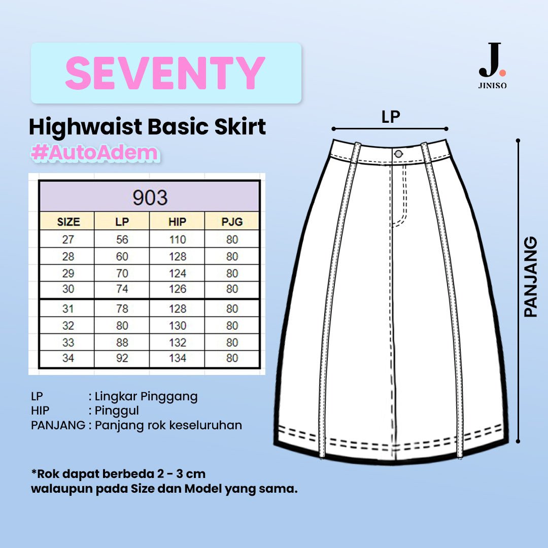 JINISO - Highwaist Rok A-Line Jeans Panjang 903 SEVENTY