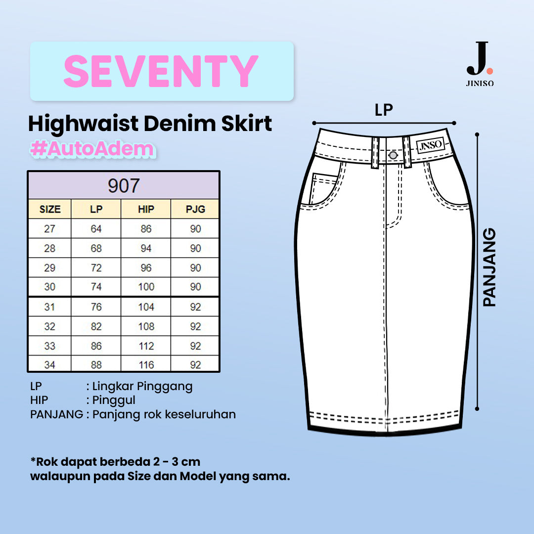 JINISO - Highwaist Rok Slit Jeans Panjang 907 SEVENTY