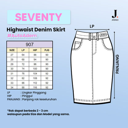 JINISO - Highwaist Rok Slit Jeans Panjang 907 SEVENTY