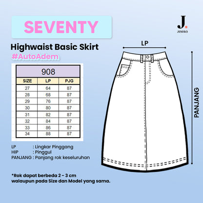 JINISO - Highwaist Rok Ashley Jeans Panjang 908 SEVENTY