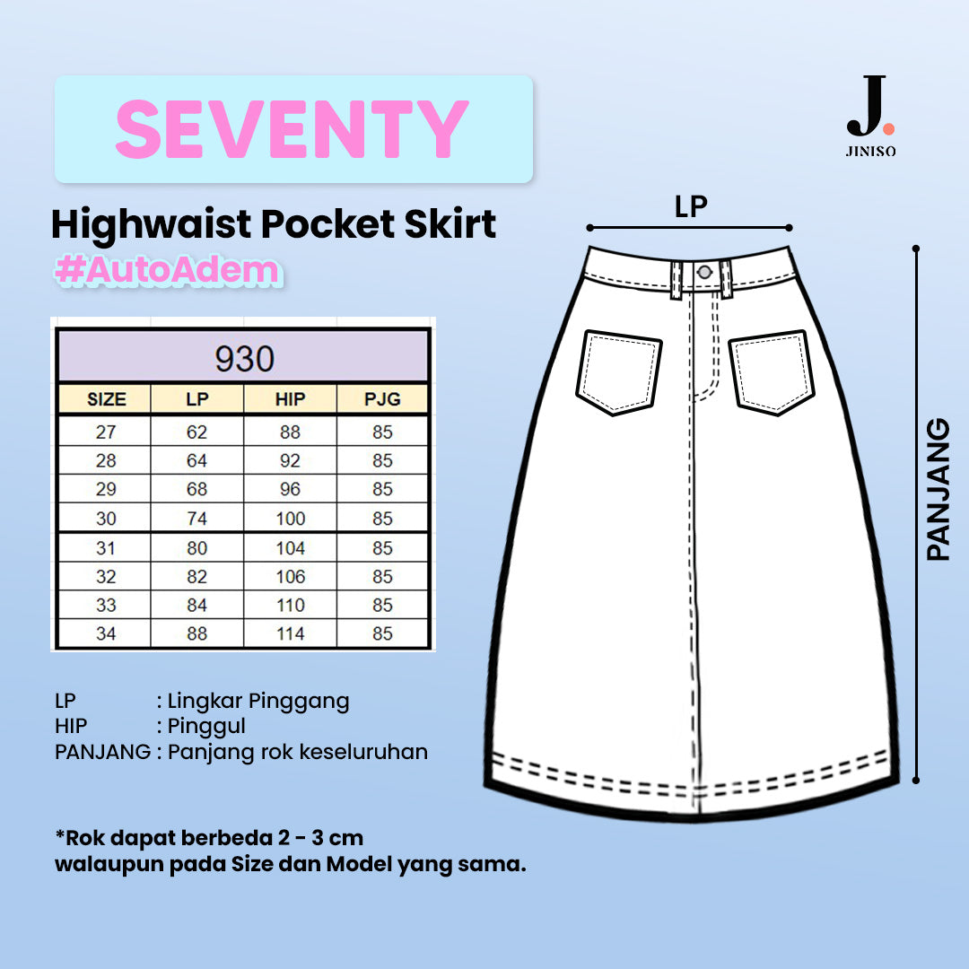 JINISO - Highwaist Pocket Rok Slit Jeans Panjang 930 SEVENTY