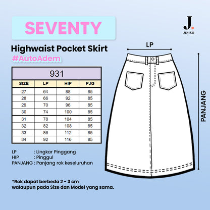 JINISO - Highwaist Pocket Rok Slit Jeans Panjang 931 SEVENTY