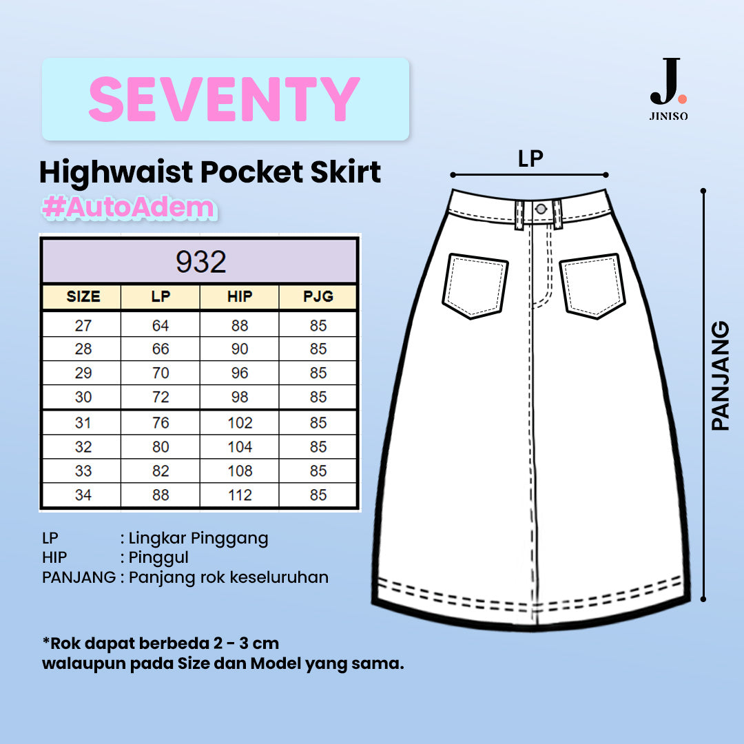 JINISO - Highwaist Pocket Rok Slit Jeans Panjang 932 SEVENTY