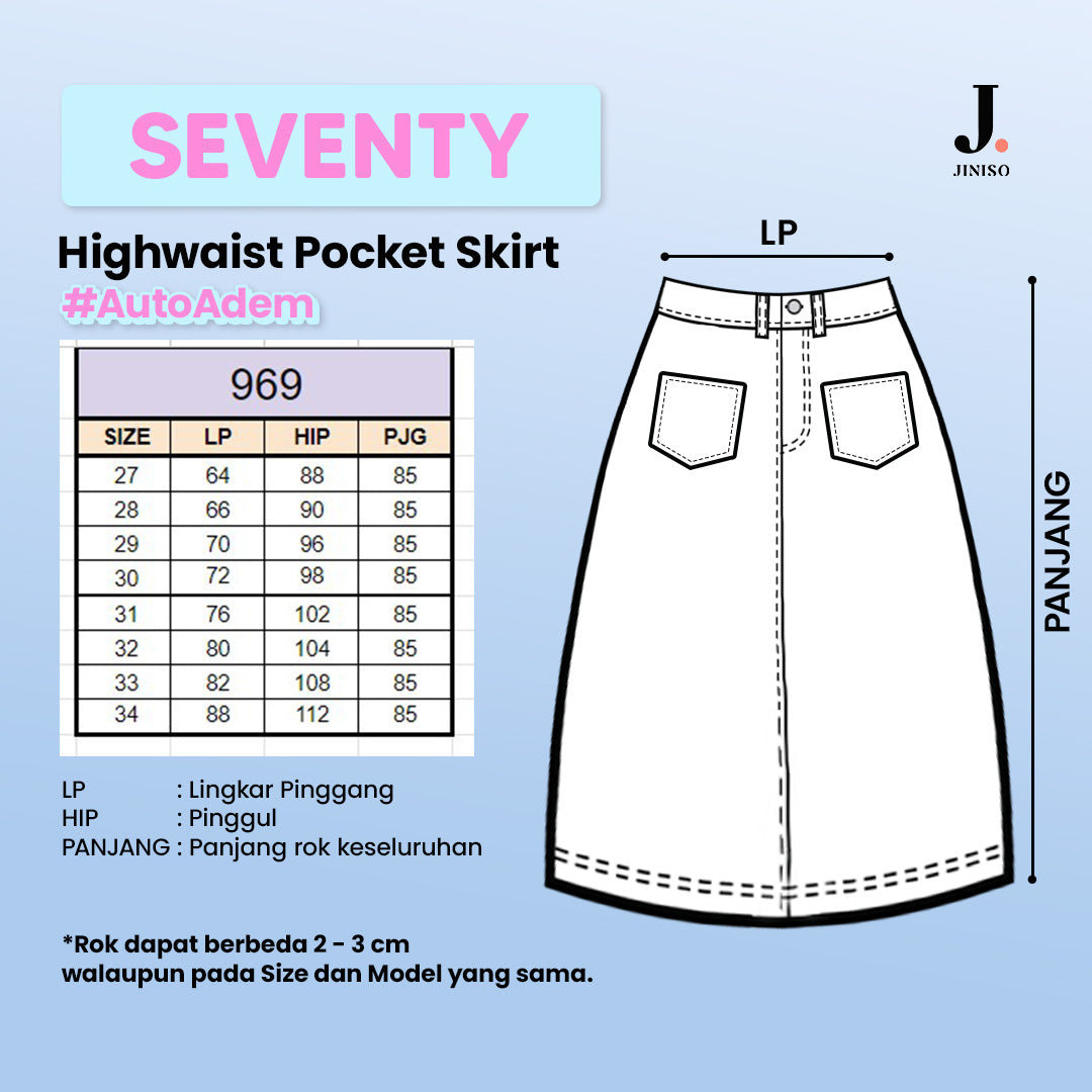 JINISO - Highwaist Pocket Rok Slit Jeans Panjang 969 SEVENTY