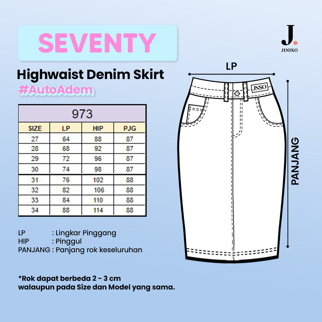 JINISO - Highwaist Rok Slit Jeans Panjang 973 SEVENTY