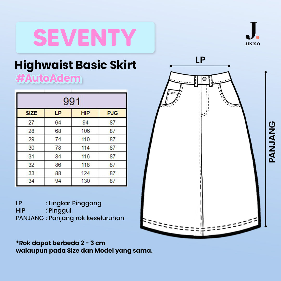 JINISO - Highwaist Rok Basic Jeans Panjang 991 SEVENTY