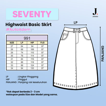 JINISO - Highwaist Rok Basic Jeans Panjang 991 SEVENTY