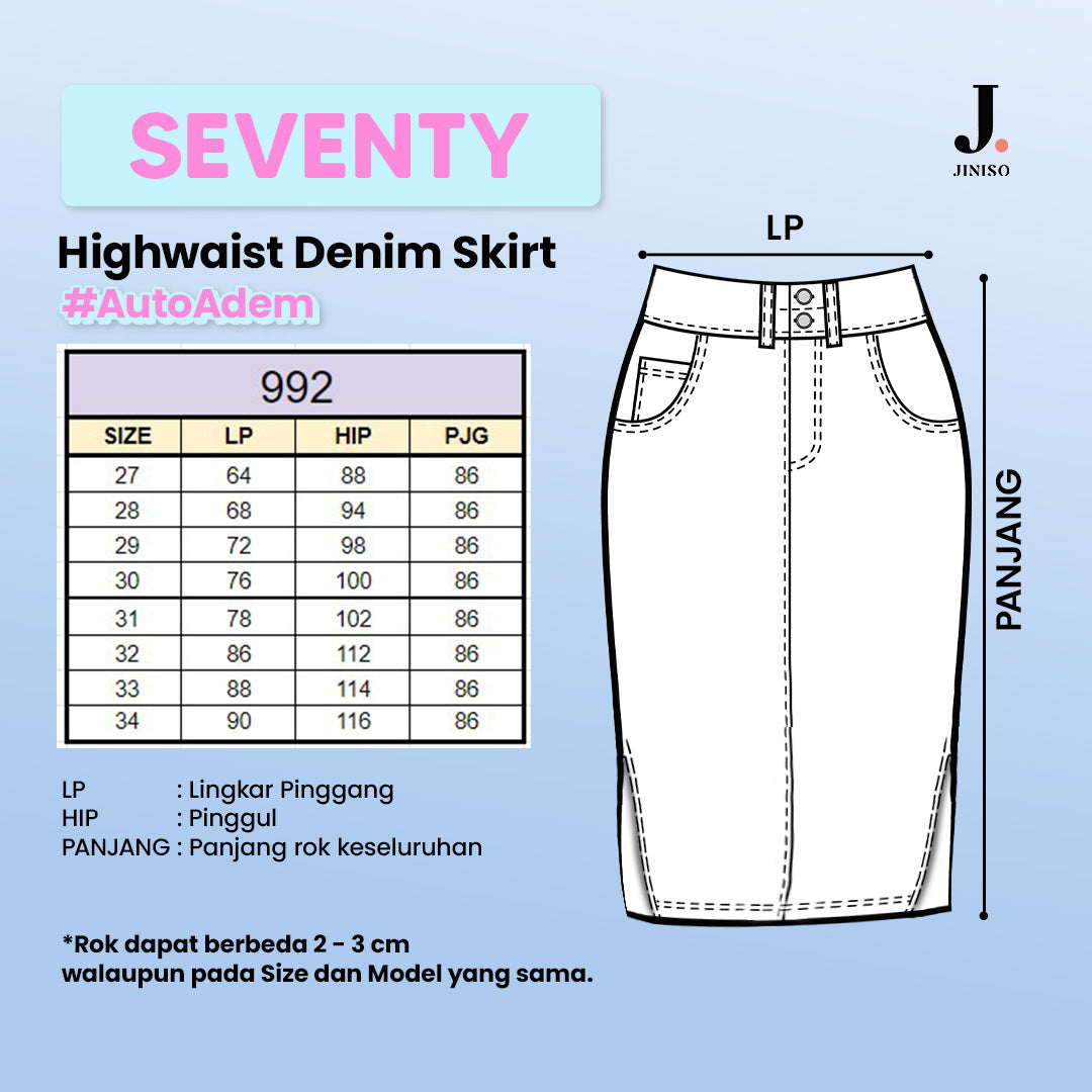 JINISO - Highwaist Rok Slit Jeans Panjang 992 SEVENTY