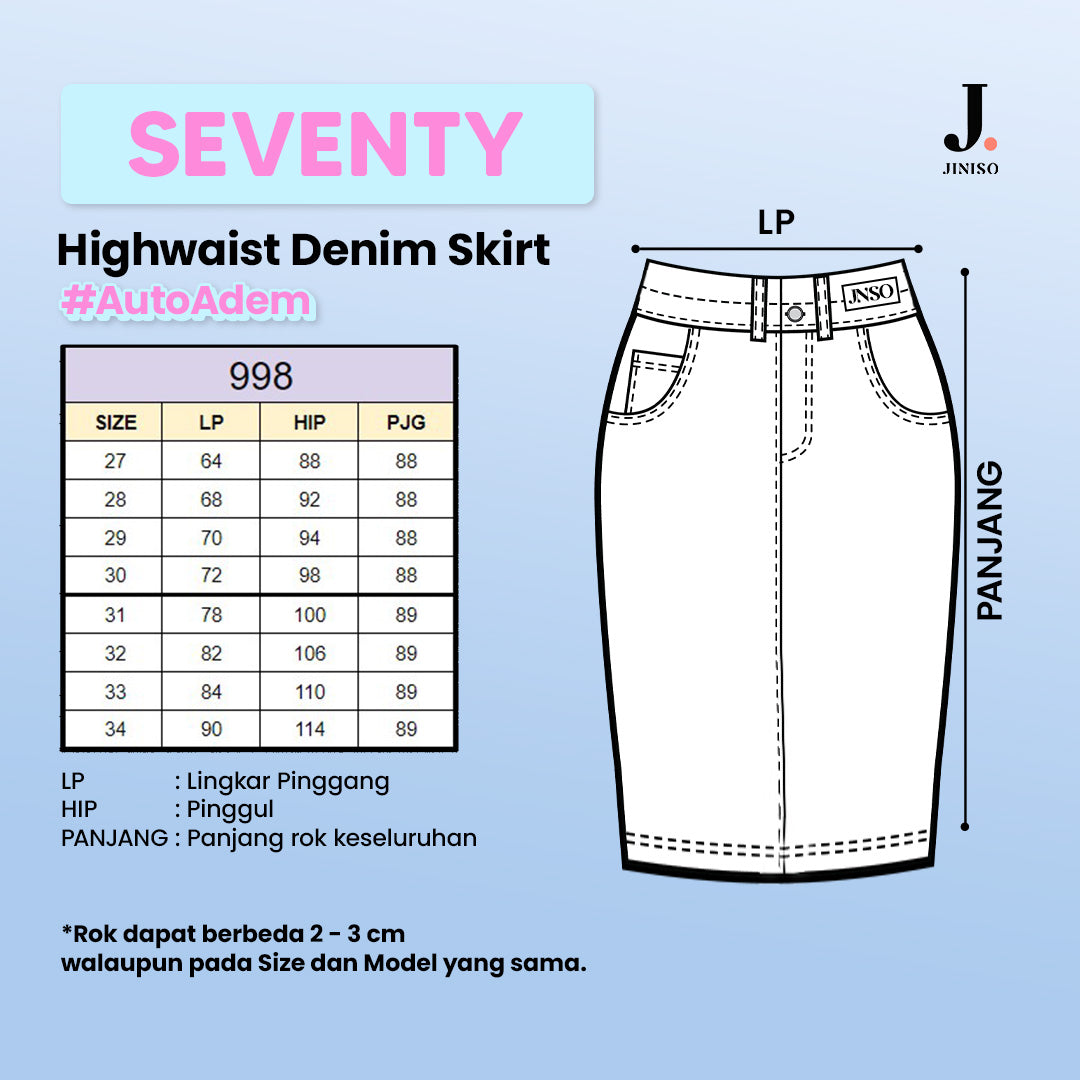 JINISO - Highwaist Rok Slit Jeans Panjang 998 SEVENTY