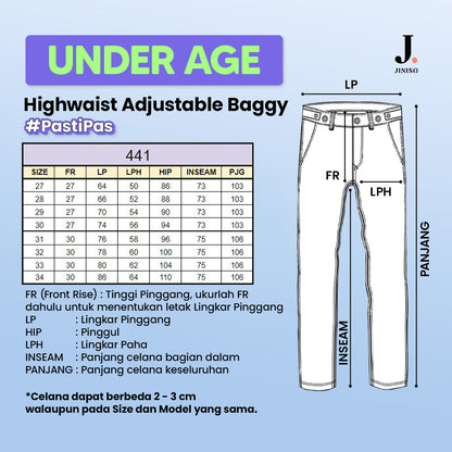 JINISO - Highwaist Adjustable Baggy Jeans 441 UNDER AGE