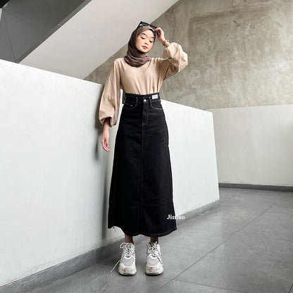 JINISO - Highwaist Rok Slit Jeans Panjang 973 SEVENTY