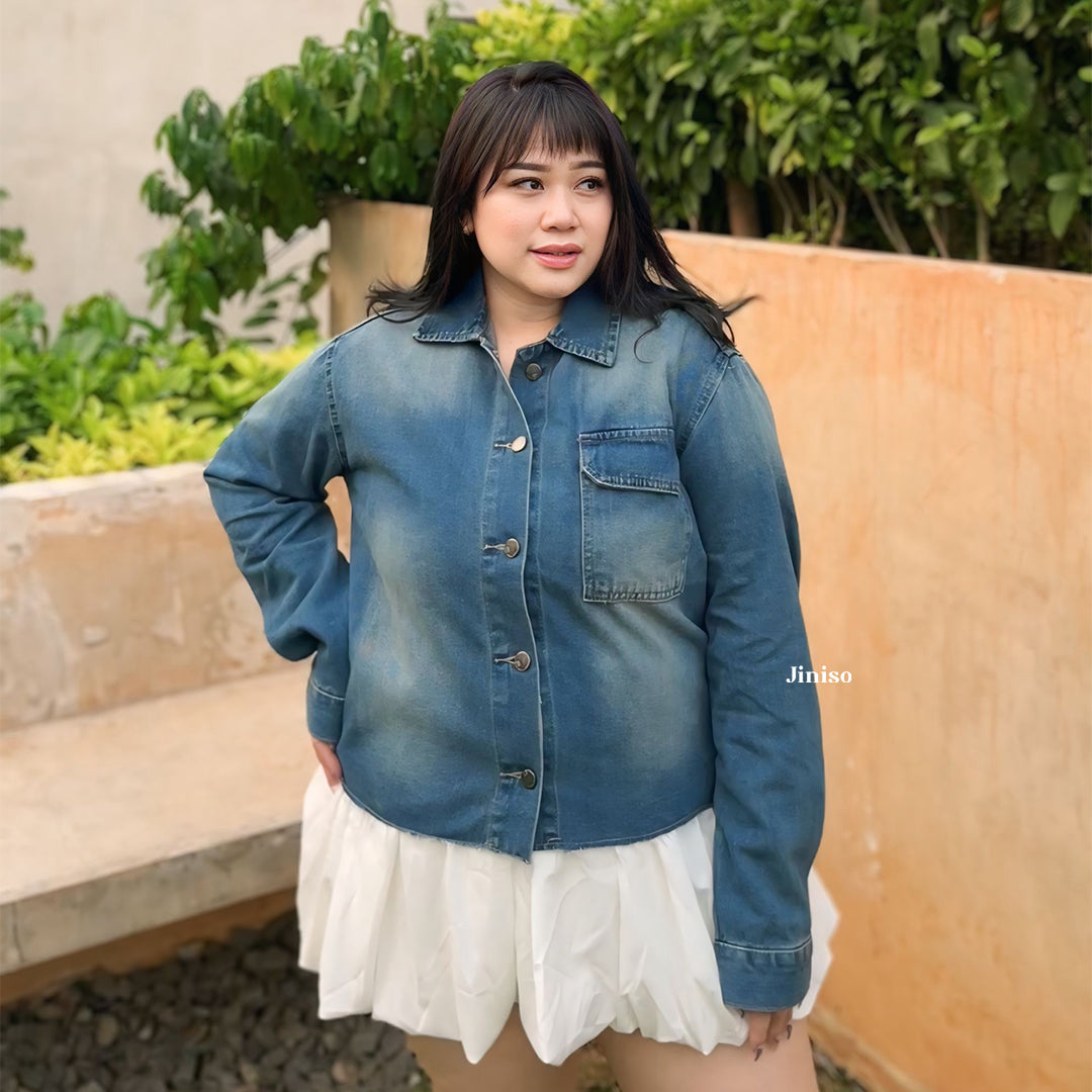 JINISO Big Size Jaket Jeans Oversize Seoul Blue Wash