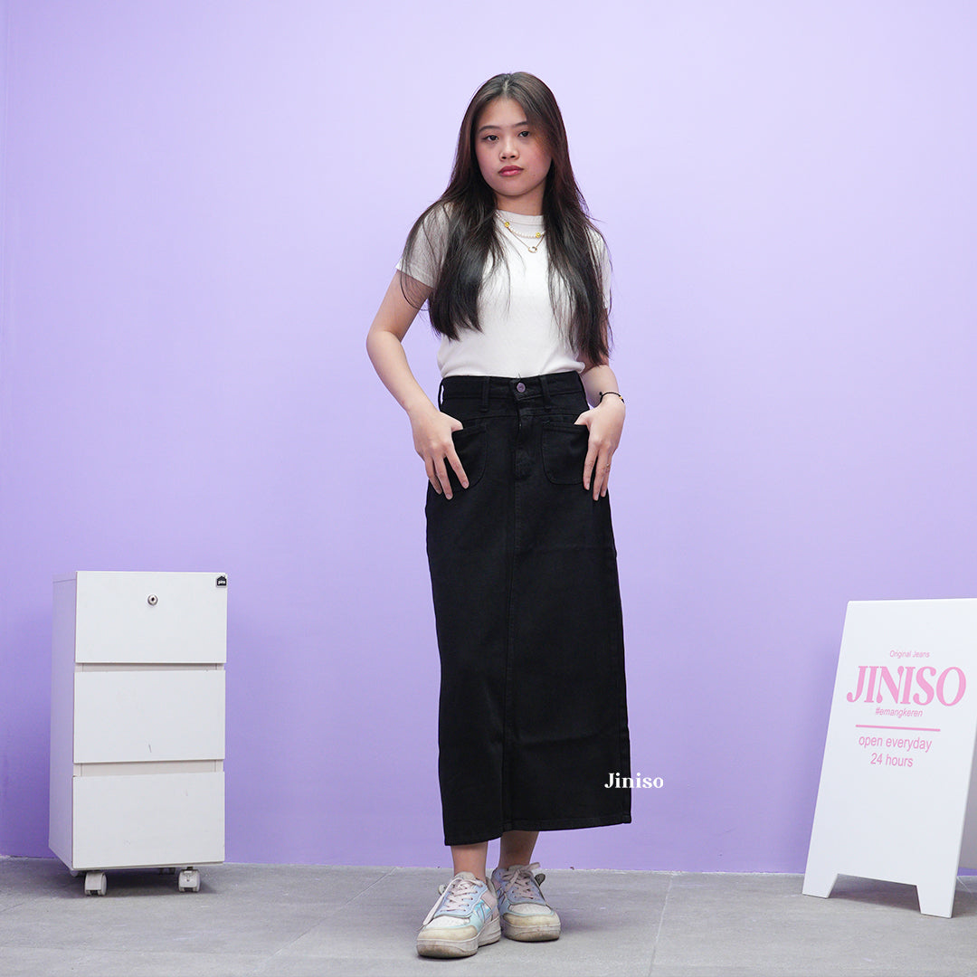 JINISO - Highwaist Pocket Rok Slit Jeans Panjang 968 SEVENTY