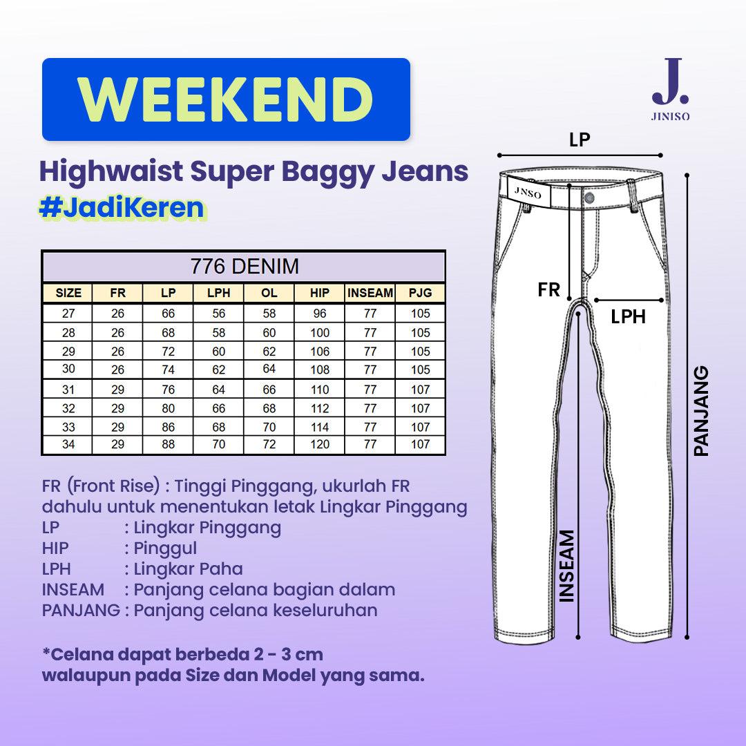 JINISO Oversize Baggy Loose Jeans Pria 776