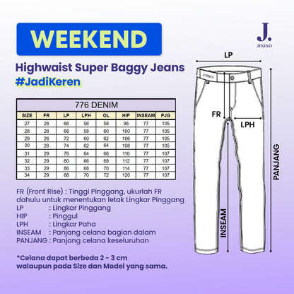 JINISO Oversize Baggy Loose Jeans Pria 776