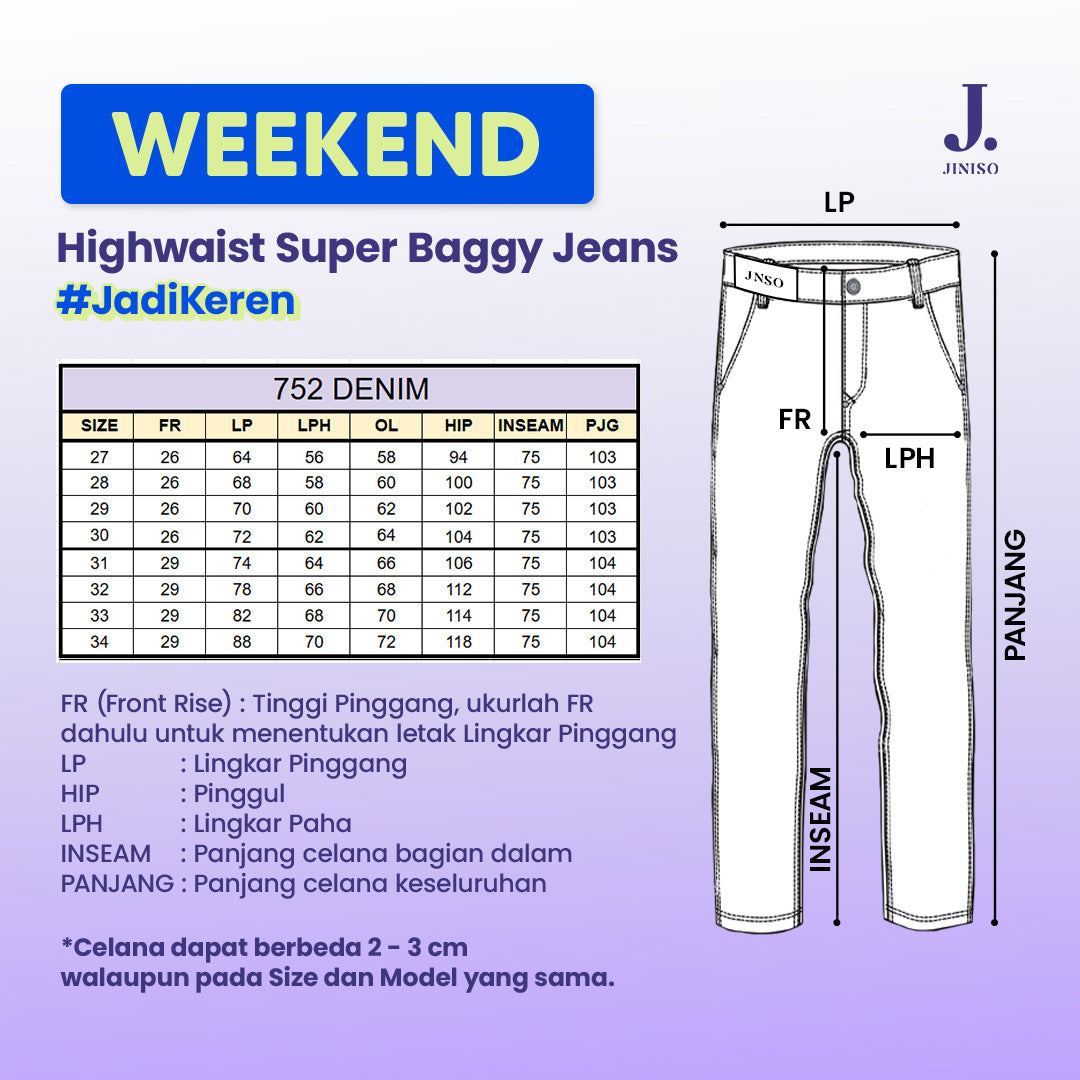 JINISO Oversize Baggy Loose Jeans Pria 752