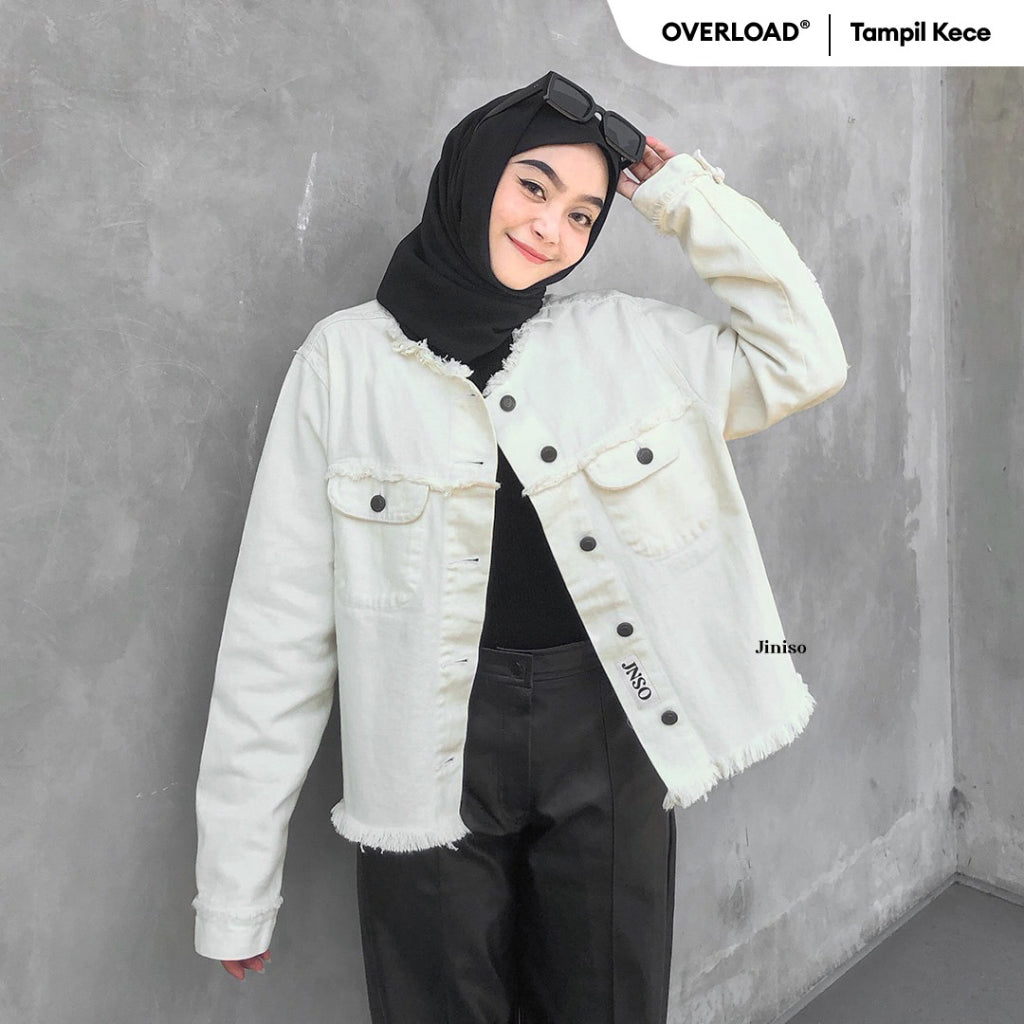 JINISO Jaket Jeans Oversize Dalma Khaki