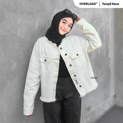 JINISO Jaket Jeans Oversize Dalma Khaki