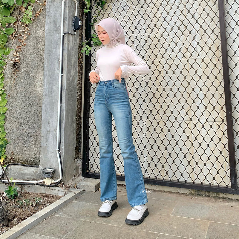 JINISO - Highwaist Stretch Cutbray Pocket Jeans Hangout