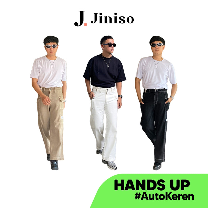 JINISO Cargo Baggy Denim Jeans Pria