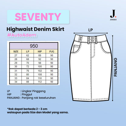 JINISO - Highwaist Rok Slit Jeans Panjang 950 SEVENTY