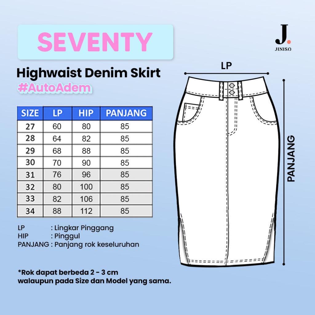 JINISO - Highwaist Rok Slit Jeans Panjang 977 SEVENTY