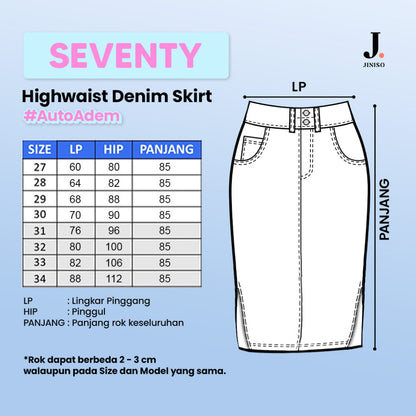 JINISO - Highwaist Rok Slit Jeans Panjang 977 SEVENTY