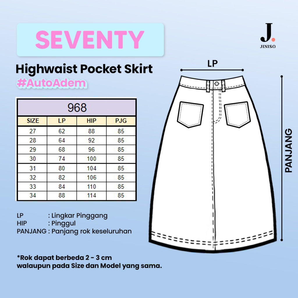 JINISO - Highwaist Pocket Rok Slit Jeans Panjang 968 SEVENTY