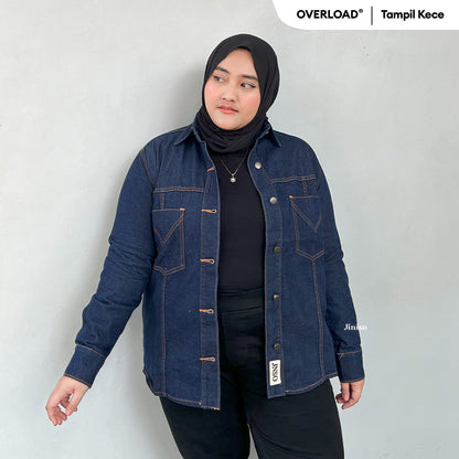 JINISO Big Size Jaket Jeans Oversize Safari Bio Wash