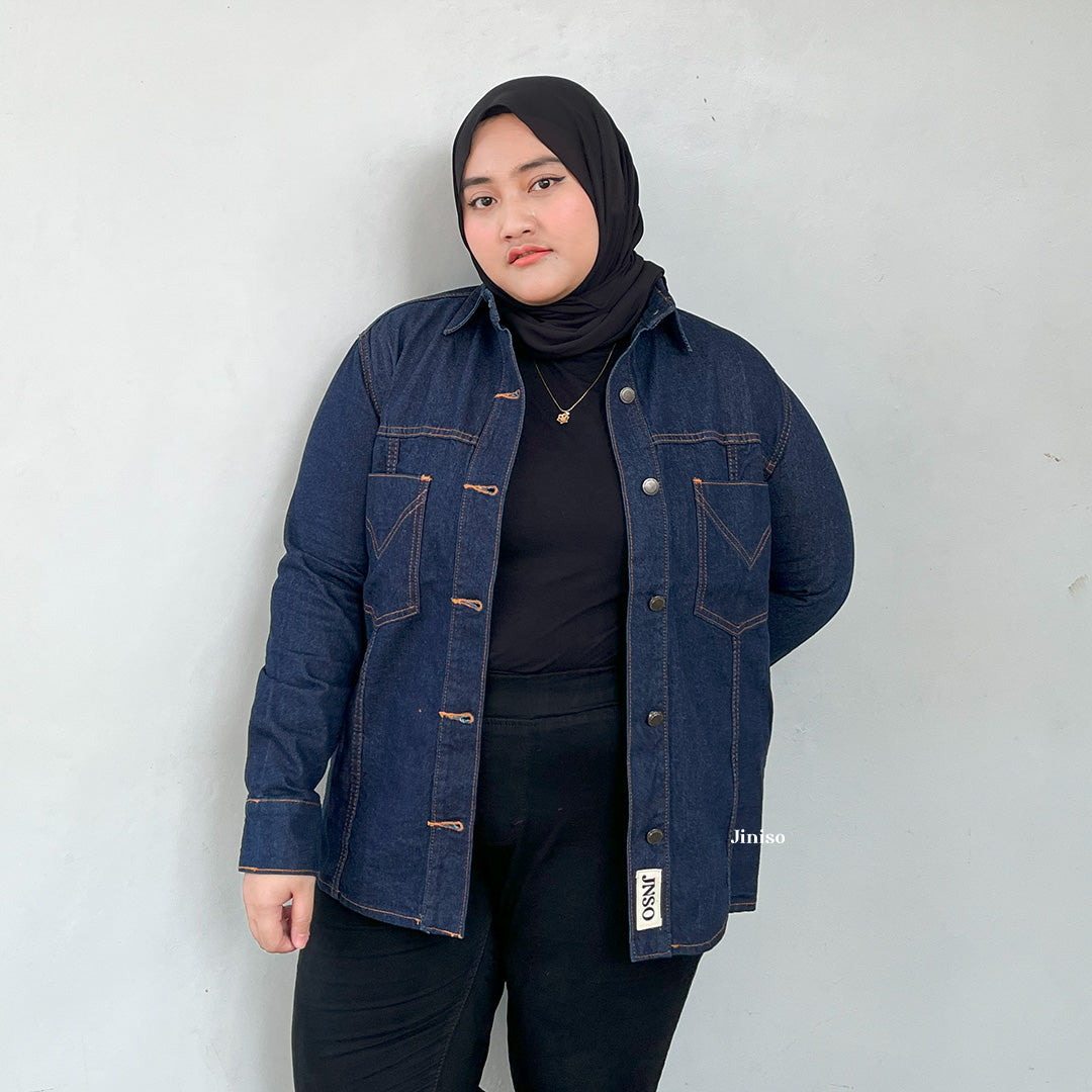 JINISO Big Size Jaket Jeans Oversize Safari Bio Wash