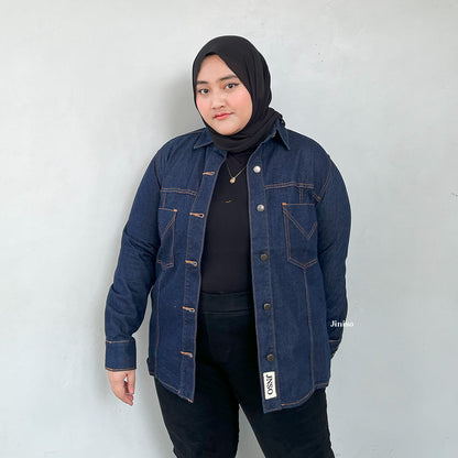 JINISO Big Size Jaket Jeans Oversize Safari Bio Wash