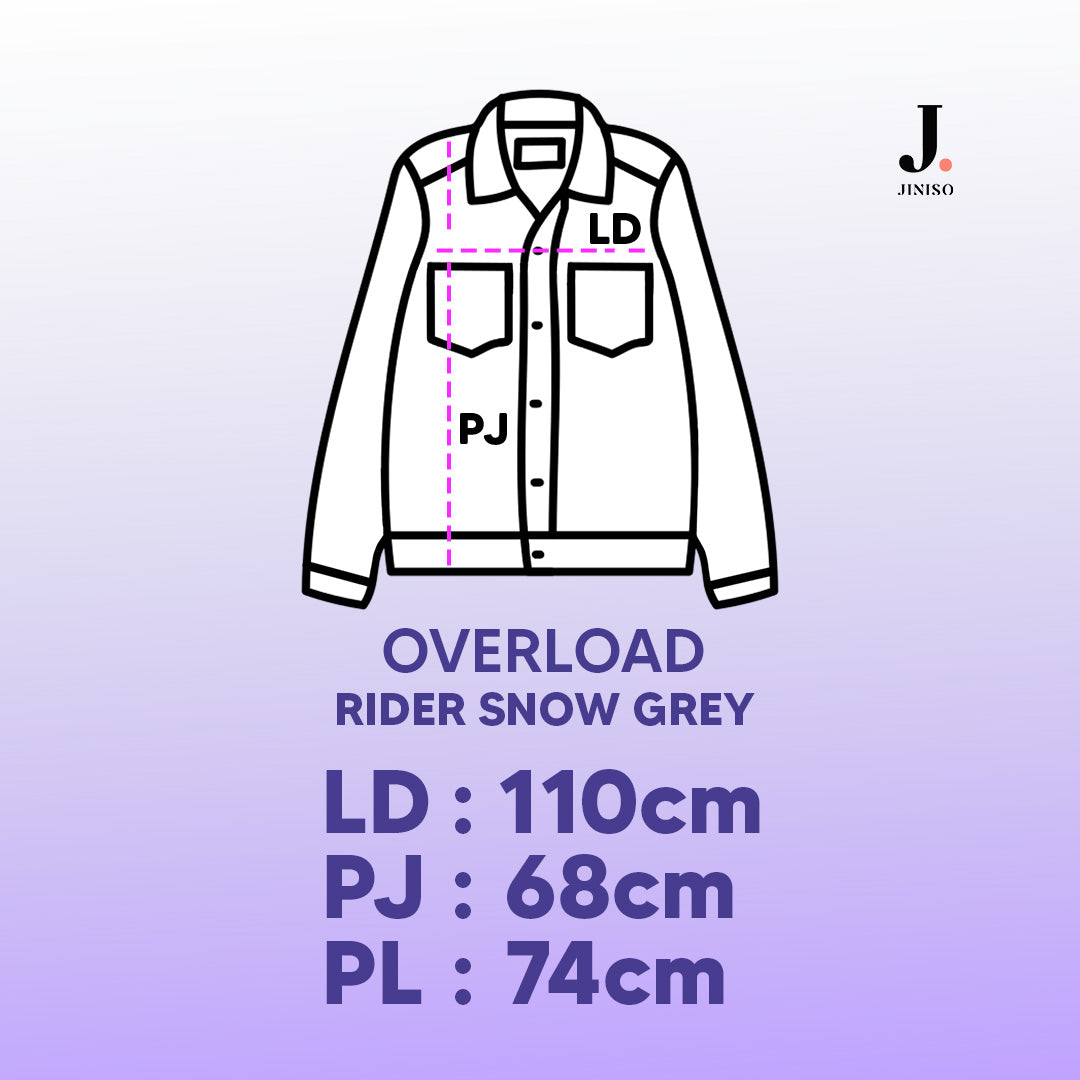 JINISO Jaket Jeans Oversize Rider Snow Grey