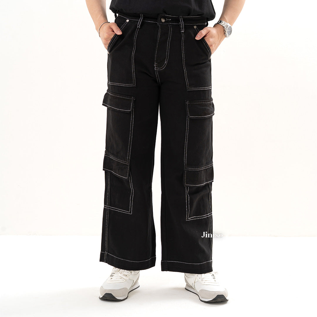 JINISO Highwaist Cargo Loose Jeans Pria 552