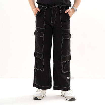 JINISO Highwaist Cargo Loose Jeans Pria 552