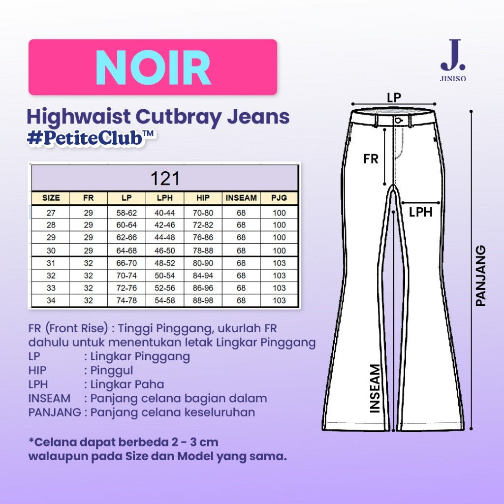 JINISO - Petite Highwaist Stretch Cutbray Jeans 121 NOIR