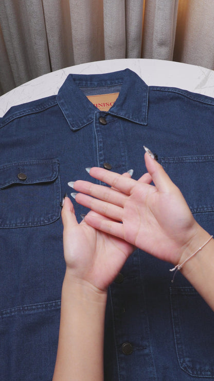 JINISO Big Size Jaket Denim Jeans Oversize WorkWear Blue Black