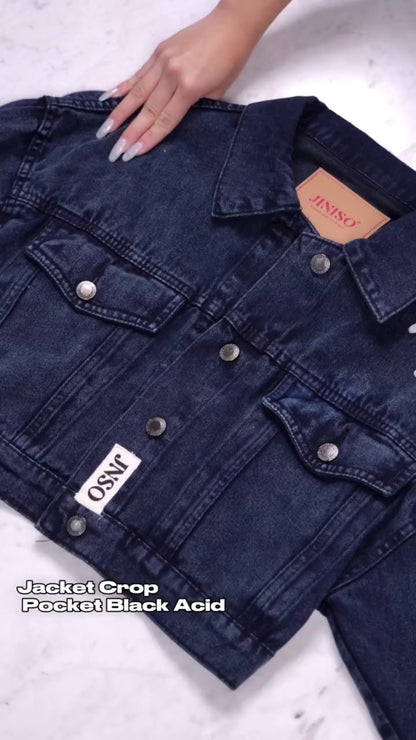 JINISO Big Size Jaket Crop Jeans Oversize Urban Black Acid