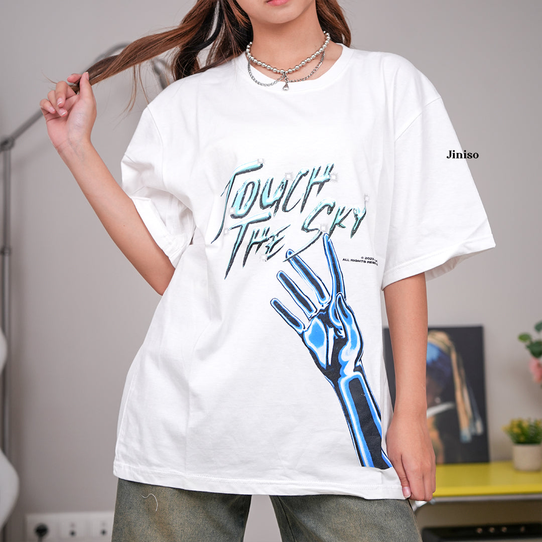 JINISO Kaos Oversize T-Shirt Touch The Sky