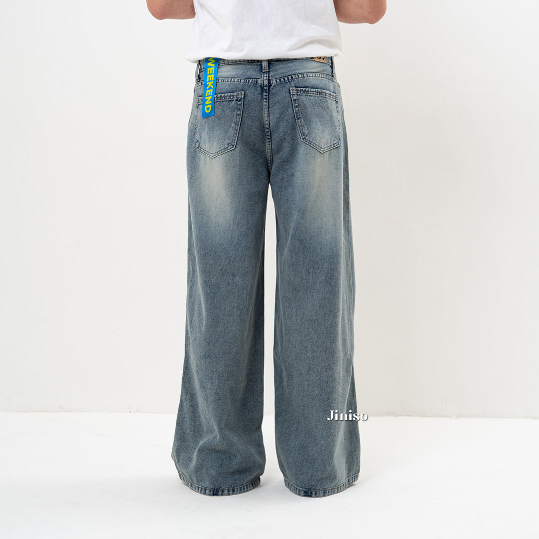 JINISO Oversize Baggy Loose Jeans Pria 777