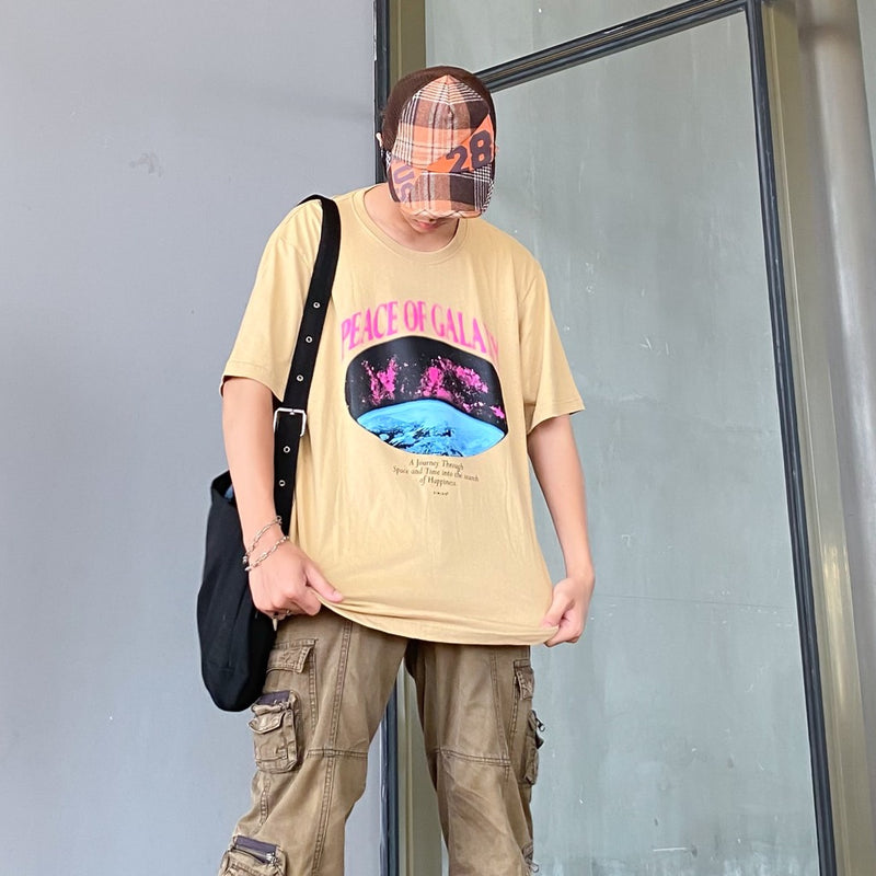 JINISO Kaos Pria Oversize T-Shirt Peace Of Galaxy