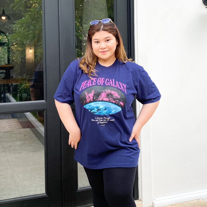 JINISO Big Size T-Shirt Peace of Galaxy Oversize Tee | Kaos