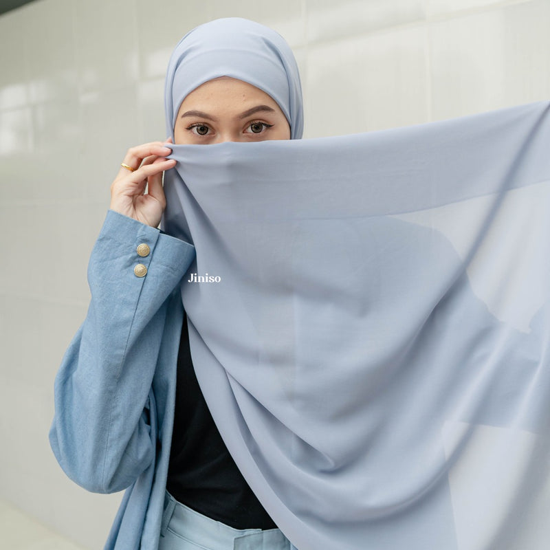 JINISO - Aura Dusty Blue Active Hijab Pashmina Shawl