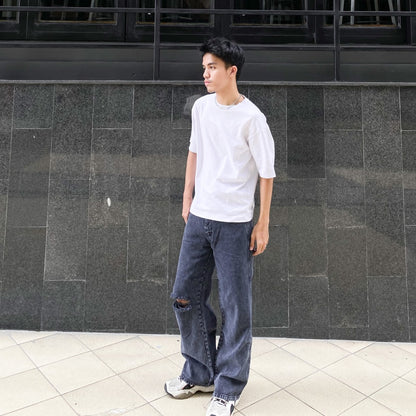 JINISO - Baggy Loose Jeans Pria Ripped 561