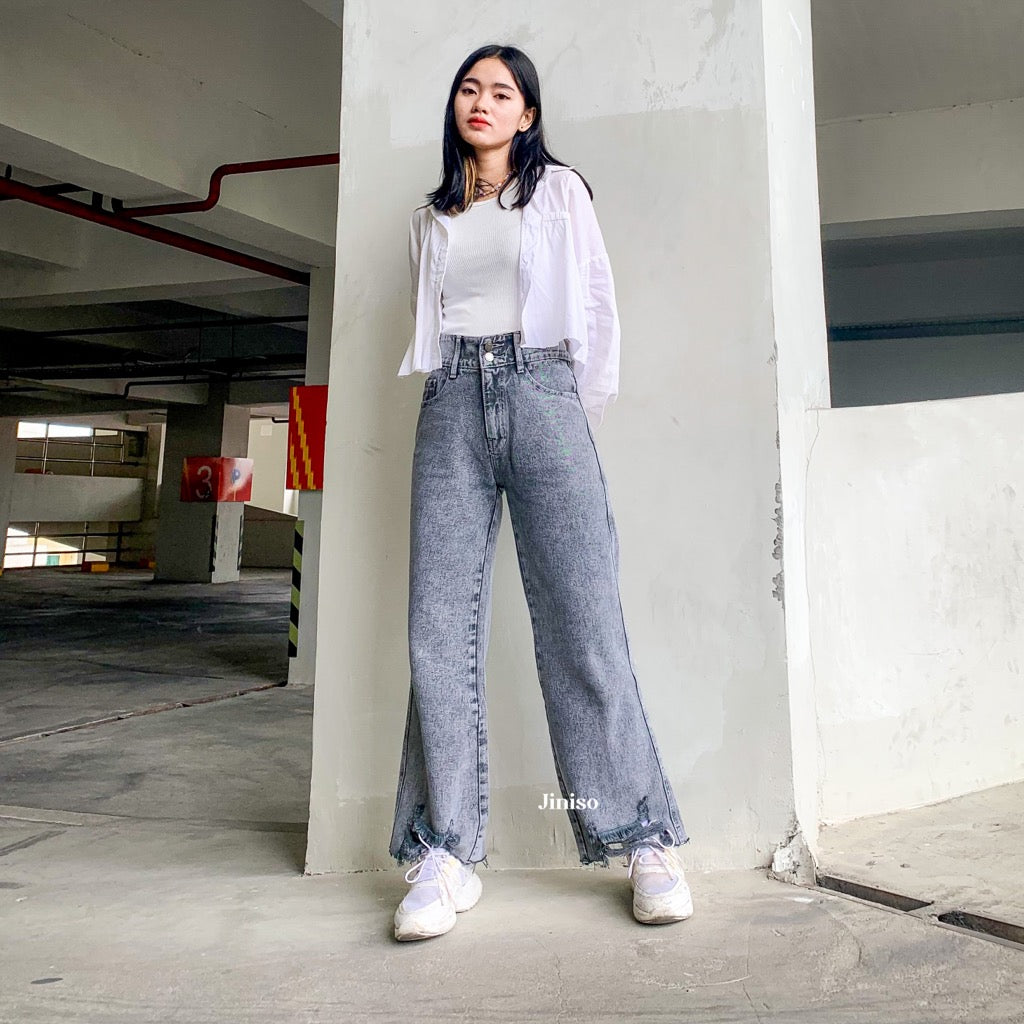JINISO - Highwaist Baggy Ripped Jeans 303 MYSTIC GAL