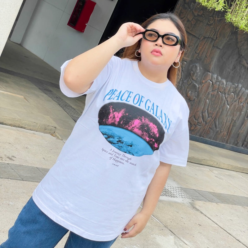 JINISO Big Size T-Shirt Peace of Galaxy Oversize Tee | Kaos