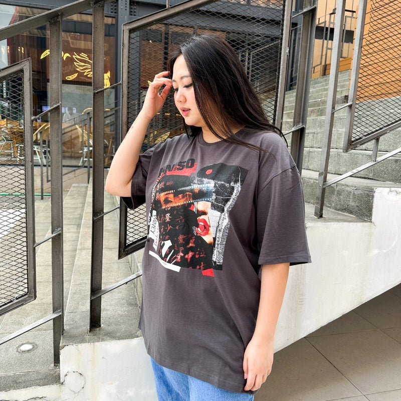 JINISO Kaos Big Size Oversize T-Shirt Black Rebel