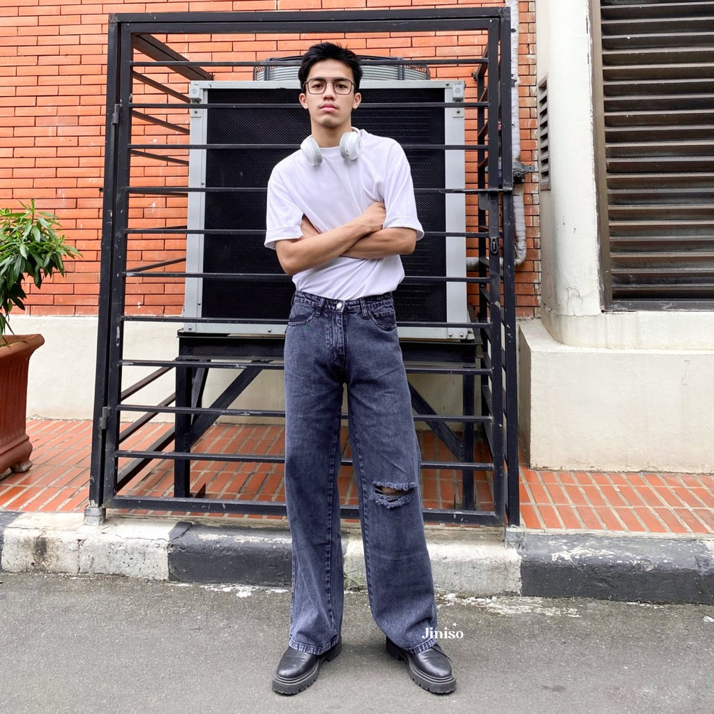 JINISO - Baggy Loose Jeans Pria Ripped 561