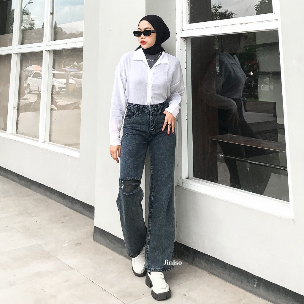 JINISO - Celana Kulot Ripped Loose 561 MYSTIC GAL