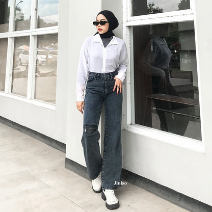 JINISO - Celana Kulot Ripped Loose 561 MYSTIC GAL